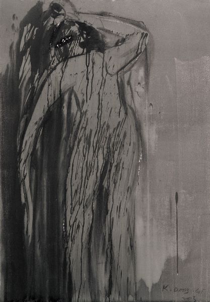 Black Tears, 2003,  Acrylic Ink on paper,100x71cm